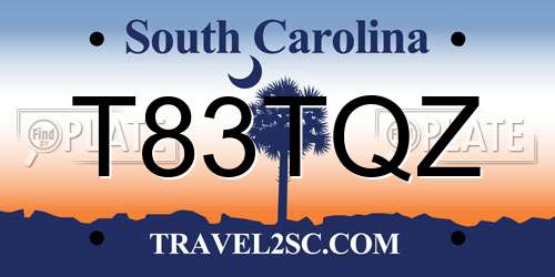 T83TQZ South Carolina License Plate