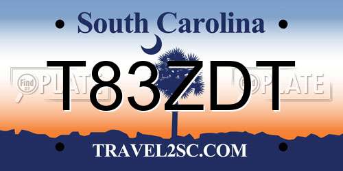 T83ZDT South Carolina License Plate
