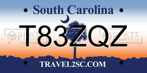 T83ZQZ South Carolina License Plate
