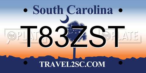 T83ZST South Carolina License Plate