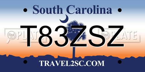 T83ZSZ South Carolina License Plate