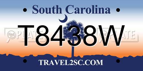 T8438W South Carolina License Plate