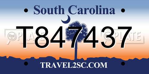 T847437 South Carolina License Plate