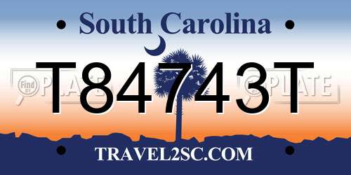 T84743T South Carolina License Plate