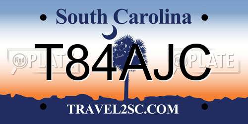 T84AJC South Carolina License Plate