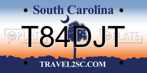 T84DJT South Carolina License Plate