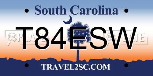 T84ESW South Carolina License Plate