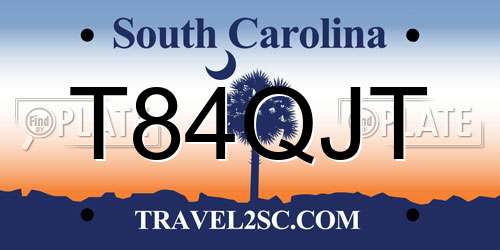 T84QJT South Carolina License Plate