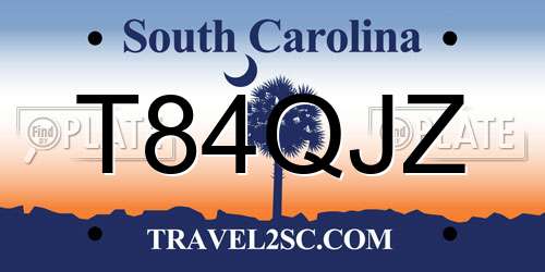 T84QJZ South Carolina License Plate