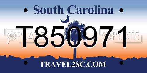 T850971 South Carolina License Plate