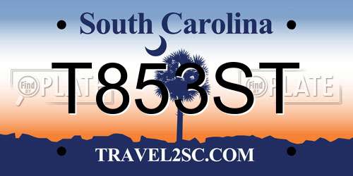 T853ST South Carolina License Plate