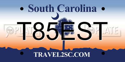 T85EST South Carolina License Plate