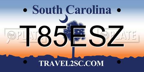 T85ESZ South Carolina License Plate