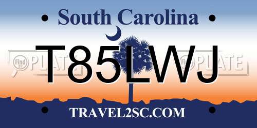 T85LWJ South Carolina License Plate