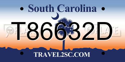 T86632D South Carolina License Plate