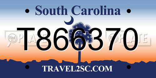 T866370 South Carolina License Plate