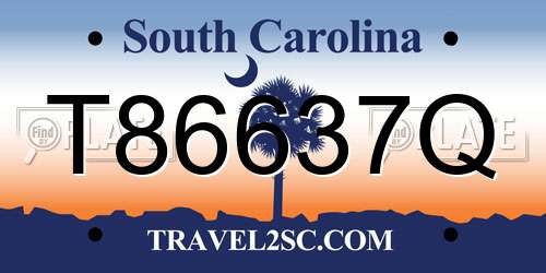 T86637Q South Carolina License Plate