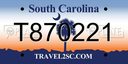 T870221 South Carolina License Plate