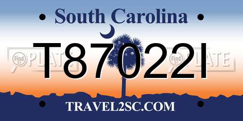 T87022I South Carolina License Plate