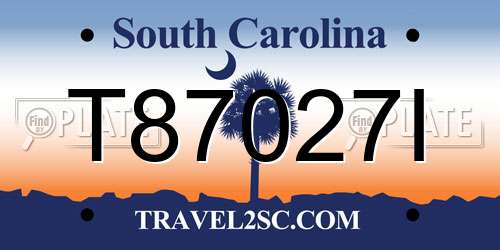 T87027I South Carolina License Plate