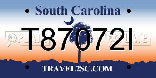 T87072I South Carolina License Plate