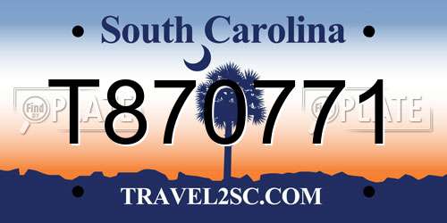 T870771 South Carolina License Plate