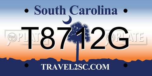 T8712G South Carolina License Plate