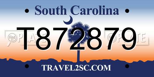 T872879 South Carolina License Plate