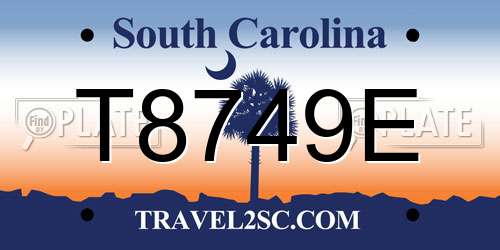 T8749E South Carolina License Plate