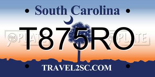 T875RO South Carolina License Plate