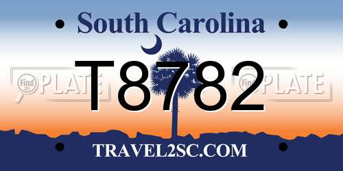 T8782 South Carolina License Plate