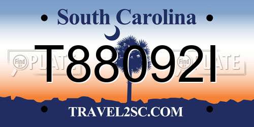 T88092I South Carolina License Plate