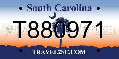 T880971 South Carolina License Plate
