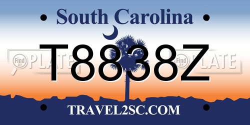 T8838Z South Carolina License Plate