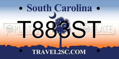 T883ST South Carolina License Plate