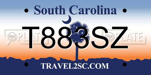 T883SZ South Carolina License Plate