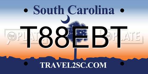 T88EBT South Carolina License Plate