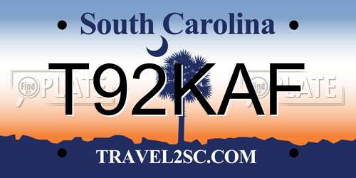 T92KAF South Carolina License Plate