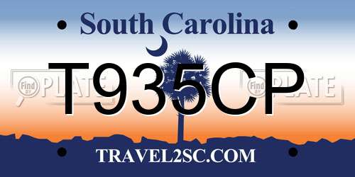 T935CP South Carolina License Plate