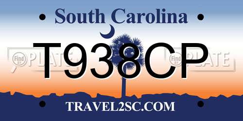 T938CP South Carolina License Plate
