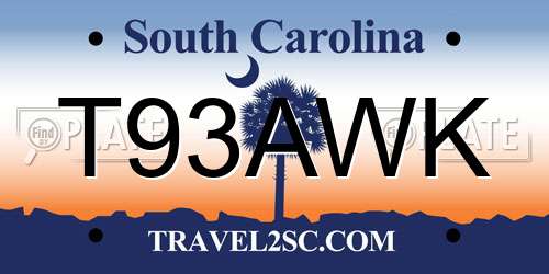 T93AWK South Carolina License Plate