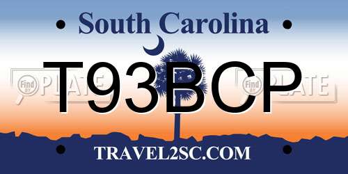 T93BCP South Carolina License Plate