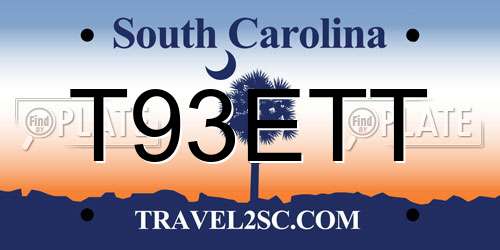 T93ETT South Carolina License Plate