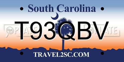 T93QBV South Carolina License Plate