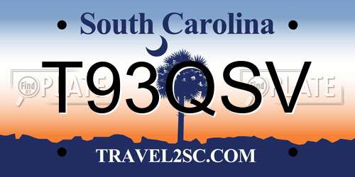 T93QSV South Carolina License Plate