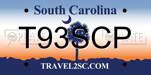 T93SCP South Carolina License Plate