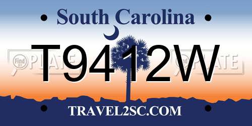 T9412W South Carolina License Plate
