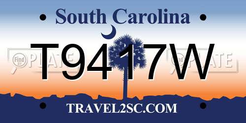 T9417W South Carolina License Plate