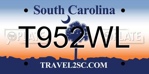 T952WL South Carolina License Plate