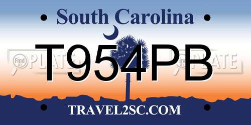T954PB South Carolina License Plate